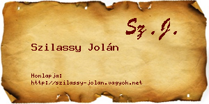 Szilassy Jolán névjegykártya