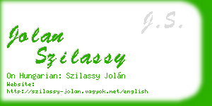 jolan szilassy business card